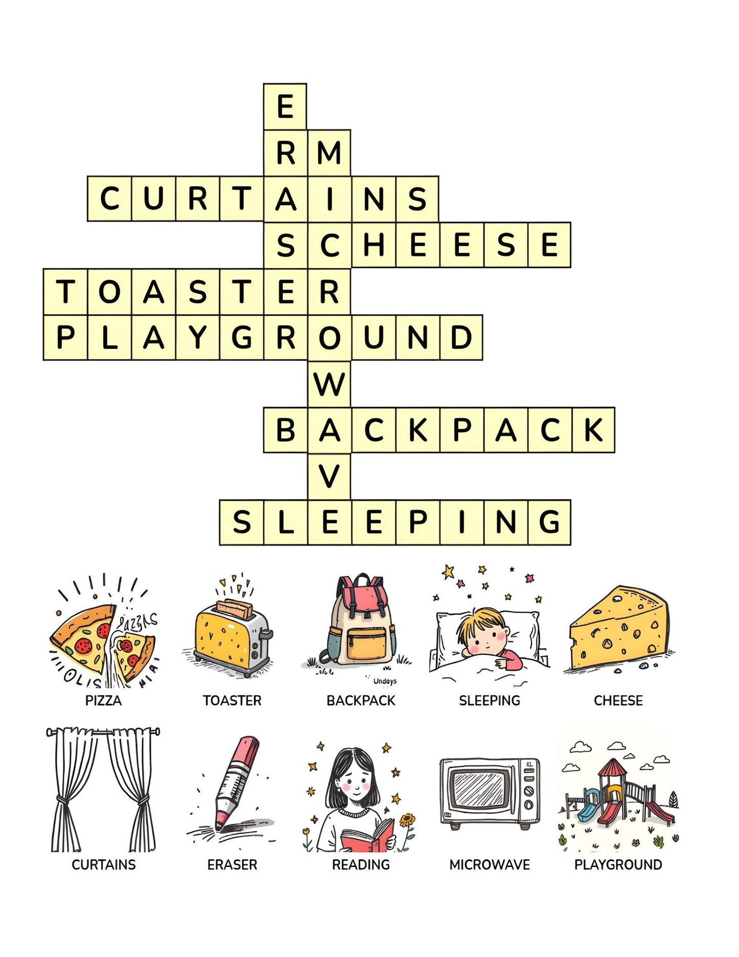 Everyday Words Crossword Book for Kids | 25+ crossword puzzles | Large, easy-to-read layout (8.5 x 11 inches) | PDF File Digital Download