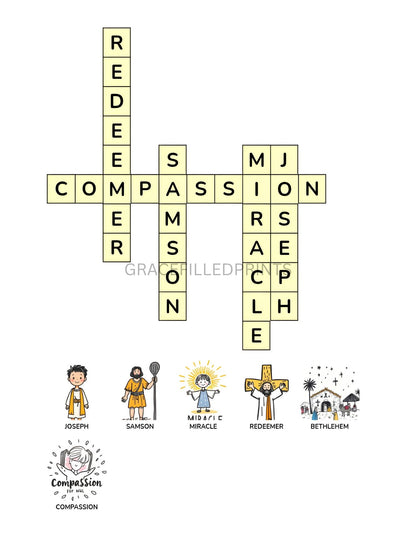 Faith & Wisdom Crosswords Puzzle for Kids | 25+ crossword puzzles | Large, Easy-To-Read layout (8.5 x 11 inches) | PDF Fili Digital Download