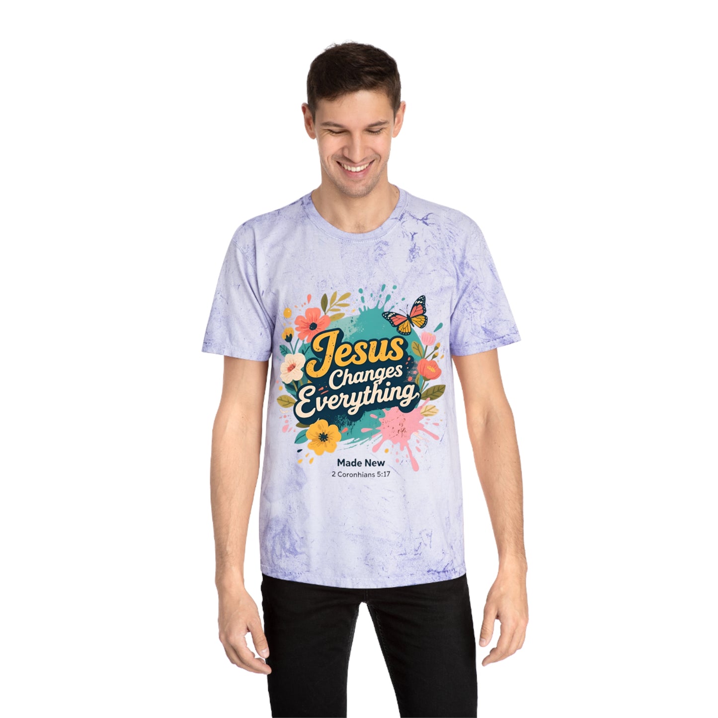 Jesus Changes Everything T-Shirt — Floral Butterfly Christian Tee