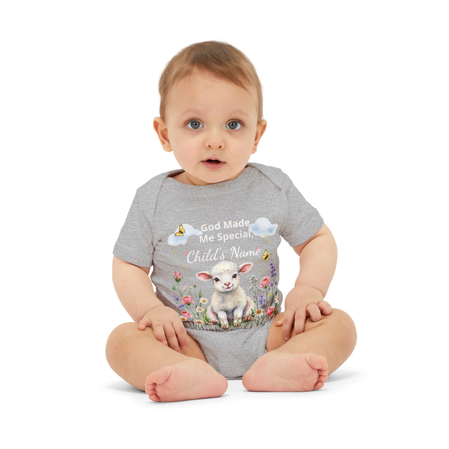 Infant Onesie - "God Made Me Special" Lamb Baby Bodysuit (What a Wonderful World)