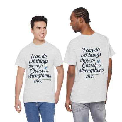 Inspirational Christian T-Shirt - "I Can Do All Things Through Christ" Bible Verse Tee