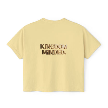 Kingdom Minded Boxy Tee — Women's Faith-Inspired Cropped T-Shirt