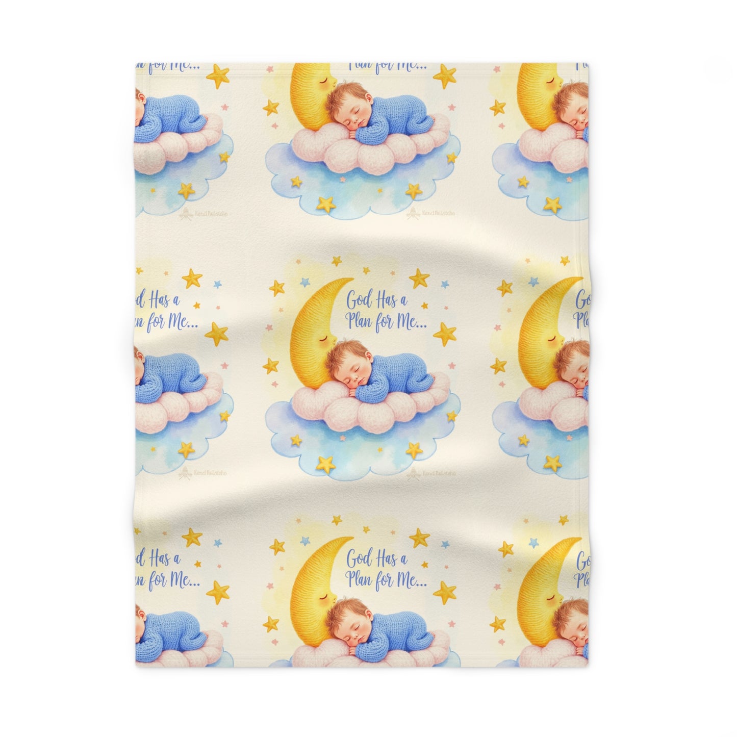 Baby Blanket — 'God Held a Plan for Me' Moon & Cloud Fleece Blanket (Newborn Shower Gift)