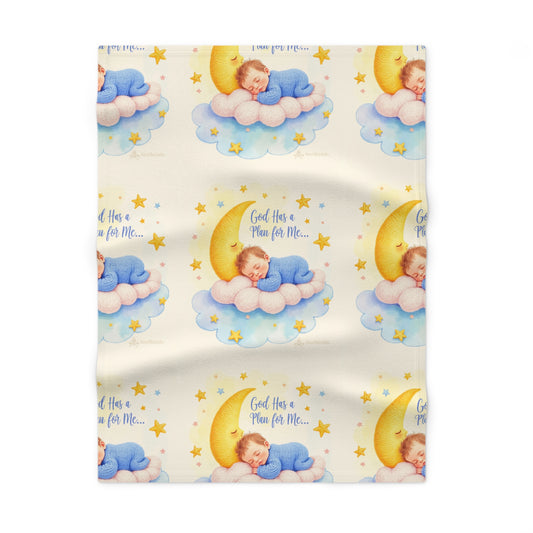 Baby Blanket — 'God Held a Plan for Me' Moon & Cloud Fleece Blanket (Newborn Shower Gift)