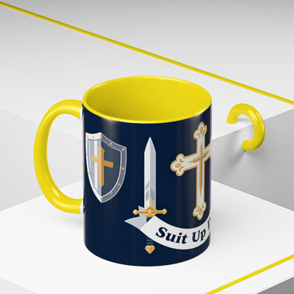 Christian Knight Coffee Mug — “Suit Up Daily” Accent Ceramic Mug