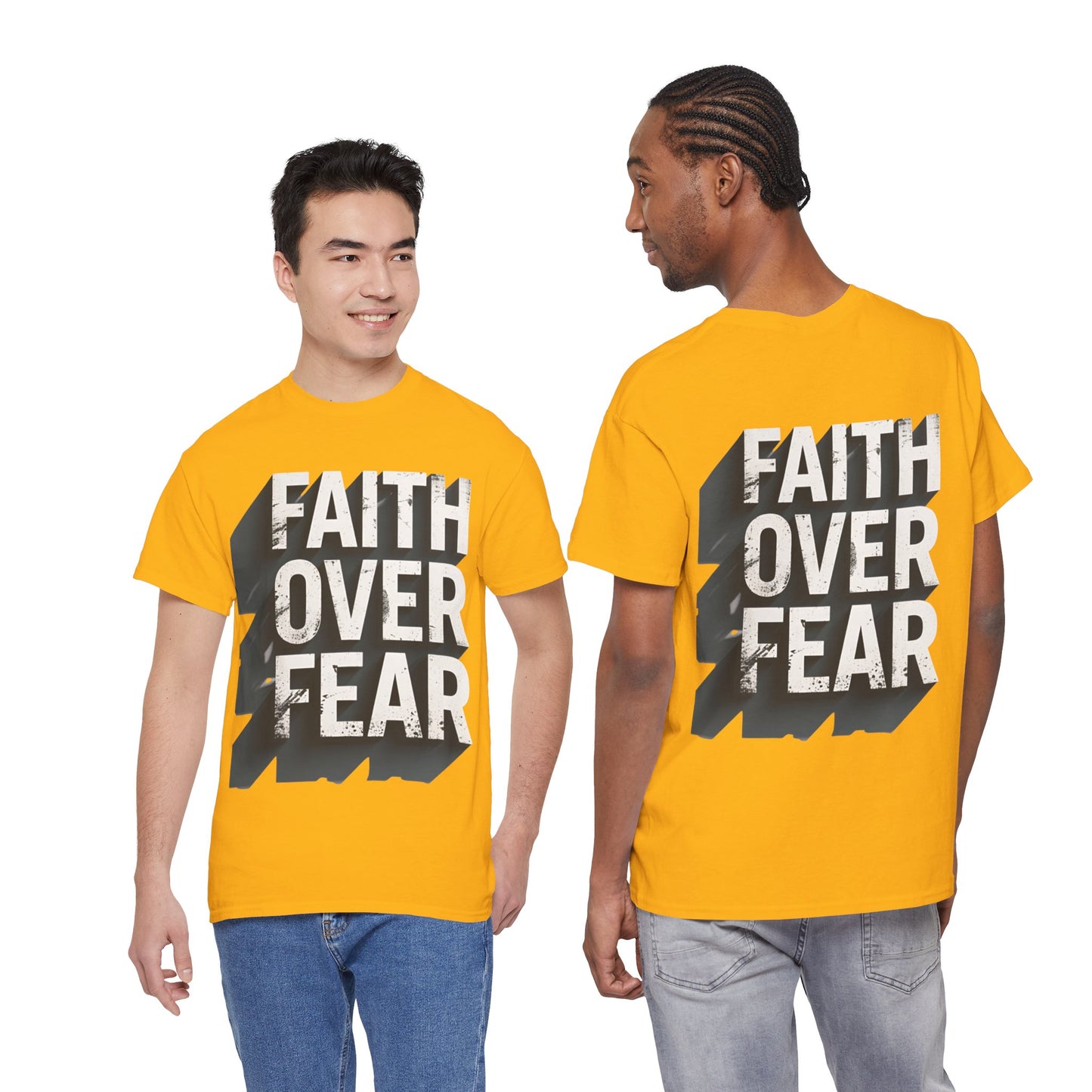 Faith Over Fear Cotton Tee — Distressed Inspirational Graphic