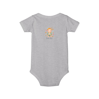Infant One-Piece Bodysuit — Cute Little Girl Illustration "Hello World" Baby Bodysuit