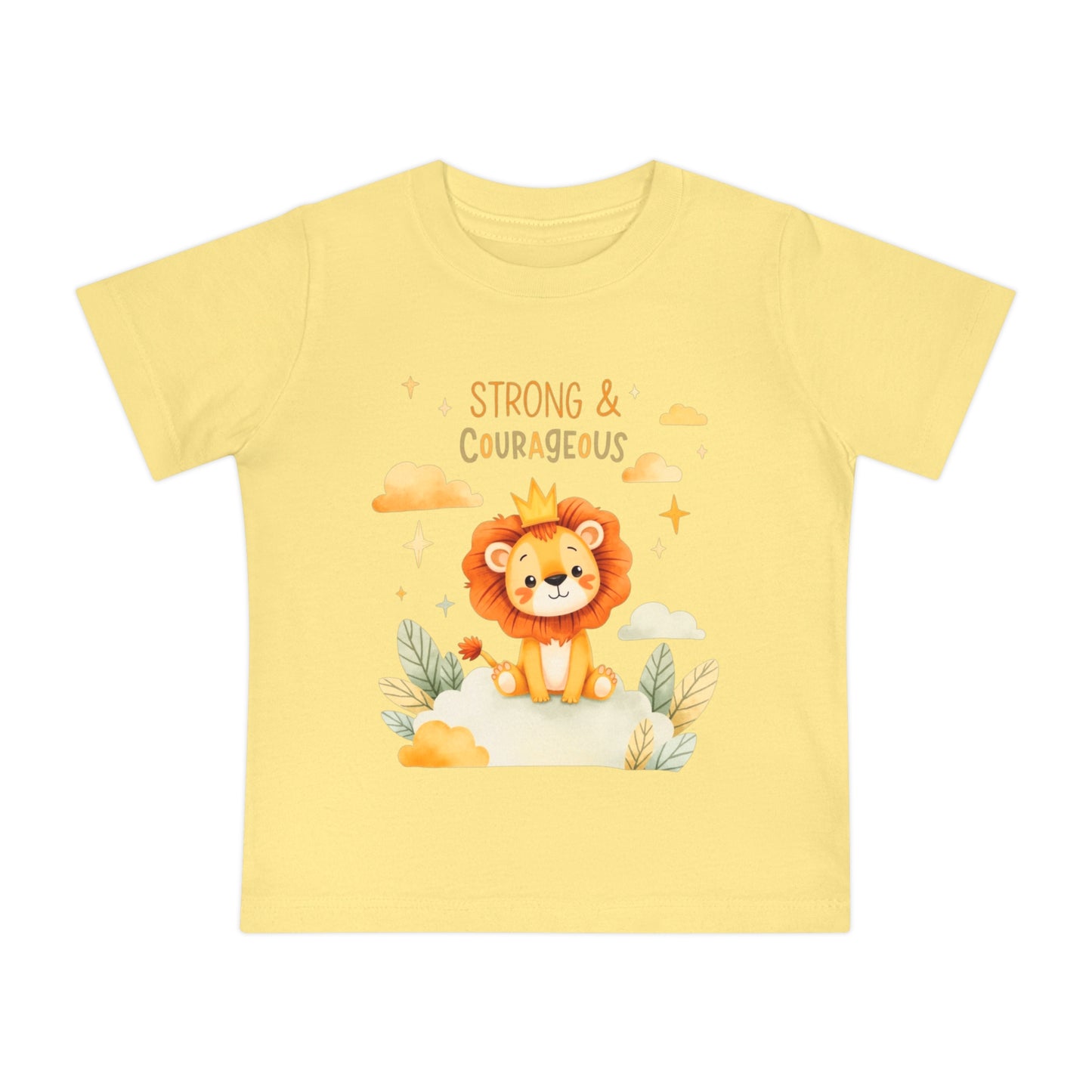 Strong & Courageous Lion Baby T-Shirt — Cute Nursery Tee for Baby Shower & Newborn