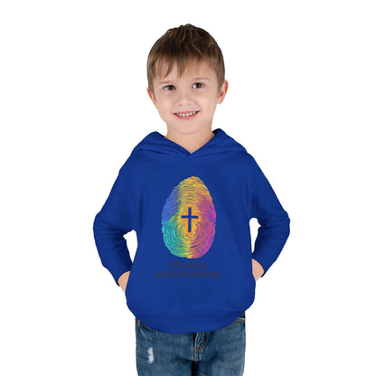 Toddler Hoodie — "Created With Purpose" Rainbow Fingerprint Cross