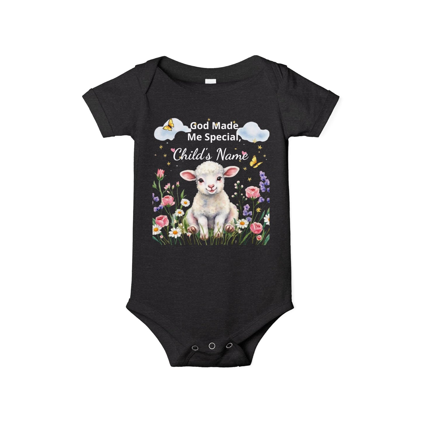 Infant Onesie - "God Made Me Special" Lamb Baby Bodysuit (What a Wonderful World)