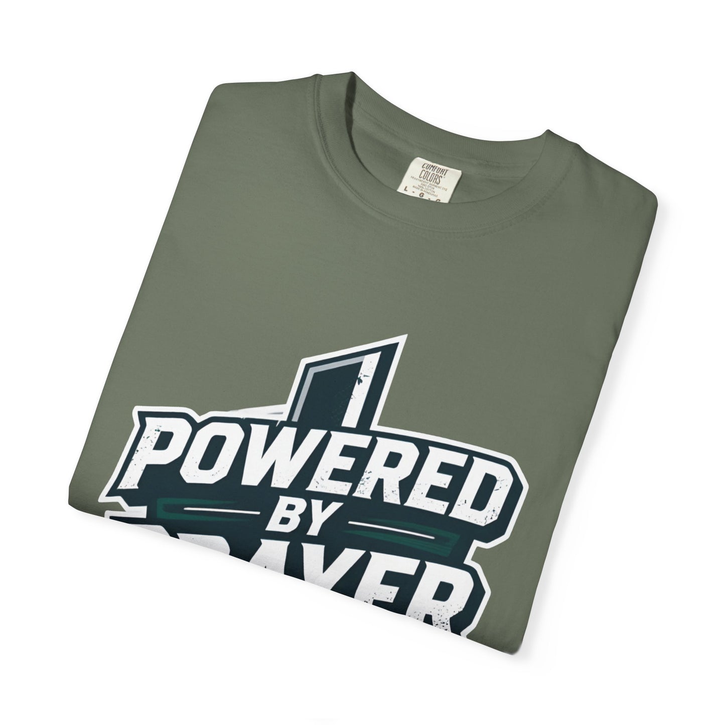Powered by Prayer T‑Shirt — Faith Graphic Tee with Cross