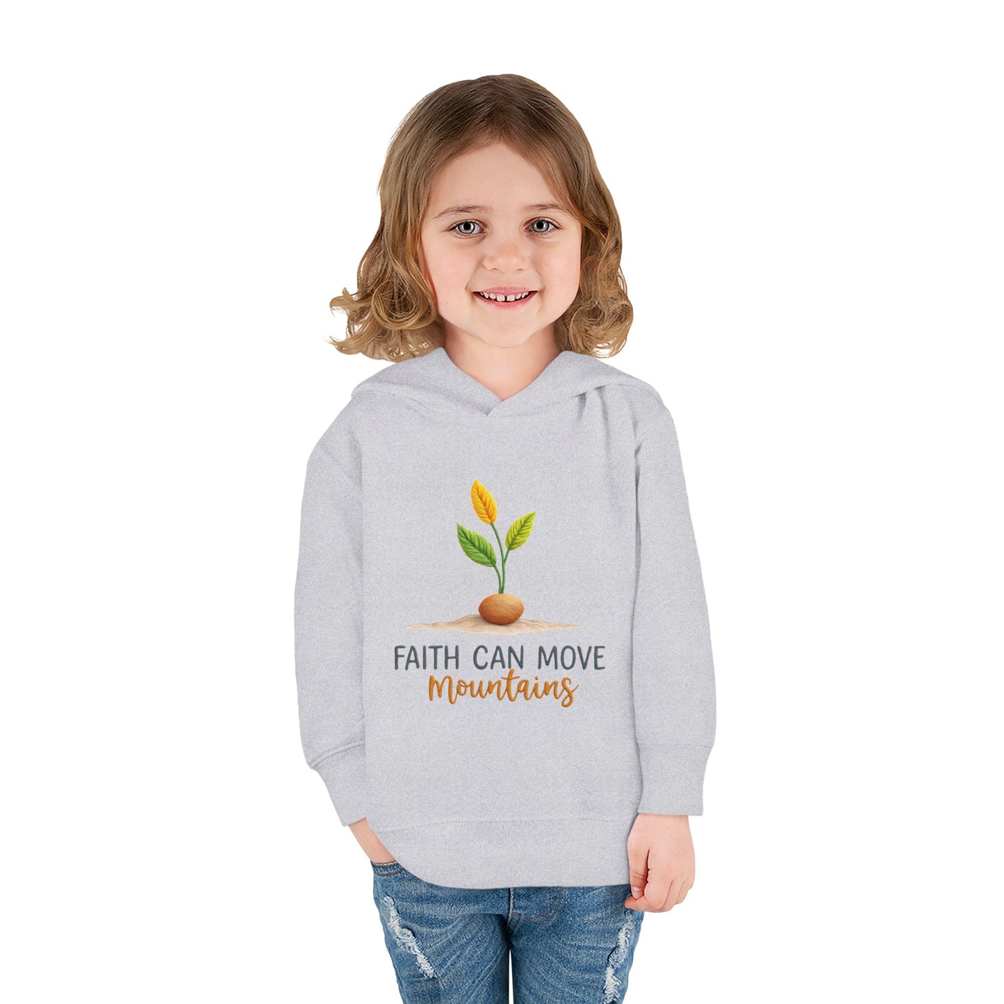 Toddler Hoodie - "Faith Can Move Mountains" Plant Graphic