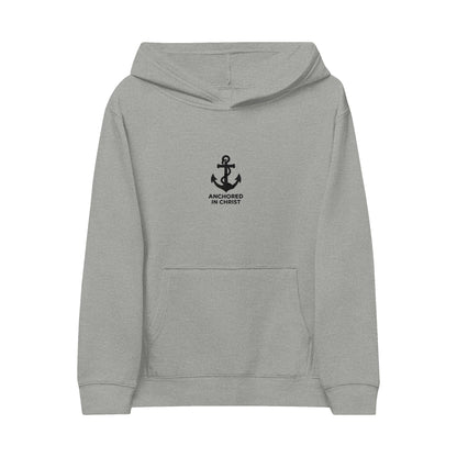 Kids Anchor Embroidered Hoodie — 'Anchored in Family' Fleece Pullover