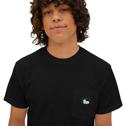 Lamb Rest Pocket T‑Shirt — Vintage Seafoam Pocket Tee with Script Verse