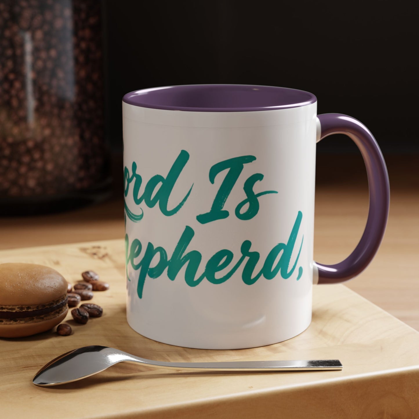 Scripture Accent Coffee Mug — Teal Hand-Lettered Encouragement (11/15 oz)