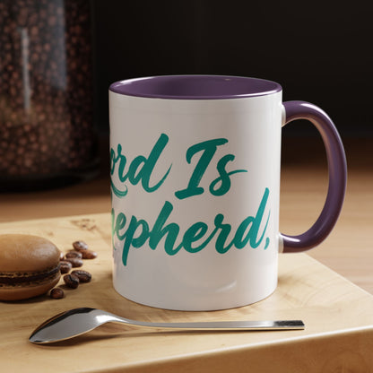 Scripture Accent Coffee Mug — Teal Hand-Lettered Encouragement (11/15 oz)