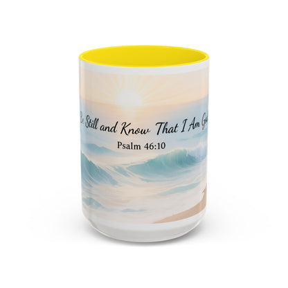 Psalm 46:10 Ocean Coffee Mug – "Be Still and Know That I Am God" Inspirational Ceramic