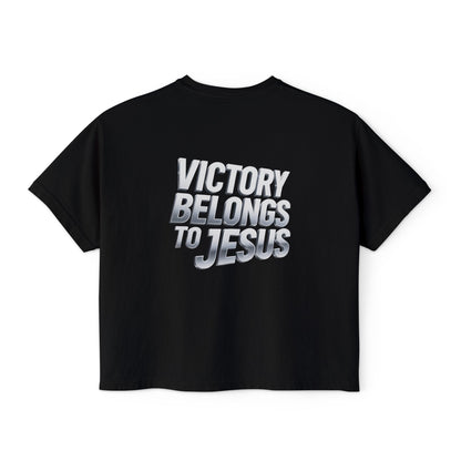 Victory Belongs to Jesus Boxy Tee — Christian Faith Graphic Tee