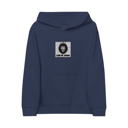 Kids Lion Embroidered Hoodie - 'Live & Roar' Fleece Pullover
