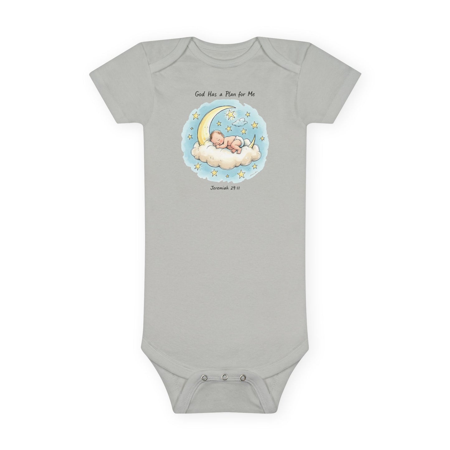Baby Onesie - 'God Has a Plan for Me' Sleeping Moon Newborn Bodysuit