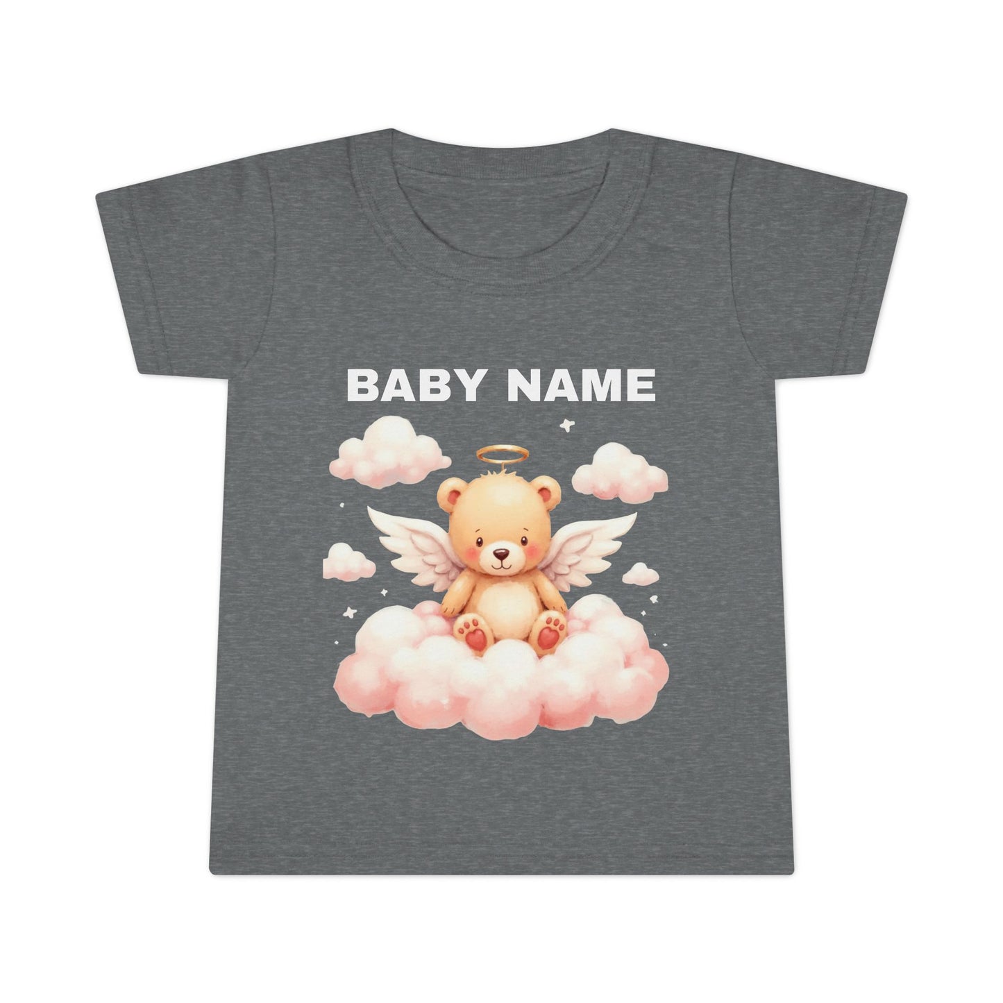 Personalized Toddler T-Shirt — Cute Angel Bear on Cloud (Custom "Baby Name")