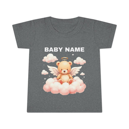 Personalized Toddler T-Shirt — Cute Angel Bear on Cloud (Custom "Baby Name")