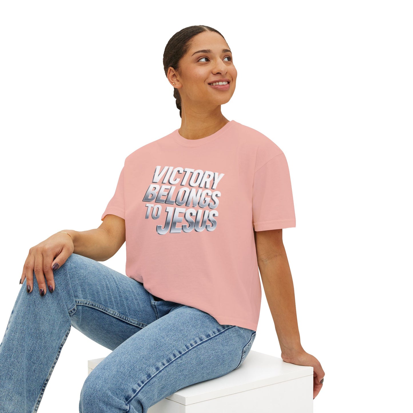 Victory Belongs to Jesus Boxy Tee — Christian Faith Graphic Tee
