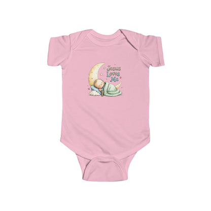Infant Bodysuit — "Jesus Loves Me" Moon & Lamb Newborn Onesie