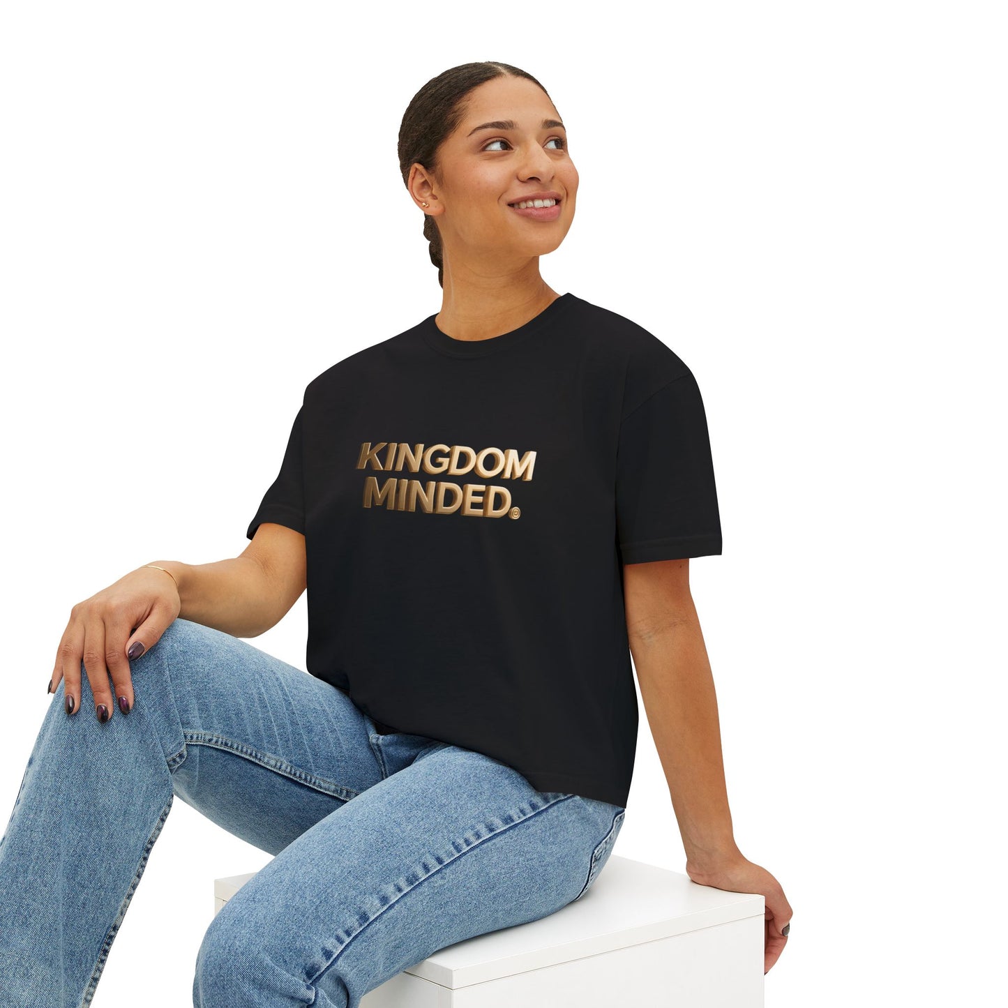 Kingdom Minded Boxy Tee — Women's Faith-Inspired Cropped T-Shirt