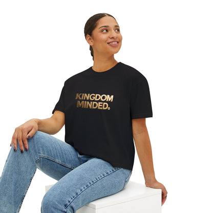 Kingdom Minded Boxy Tee — Women's Faith-Inspired Cropped T-Shirt