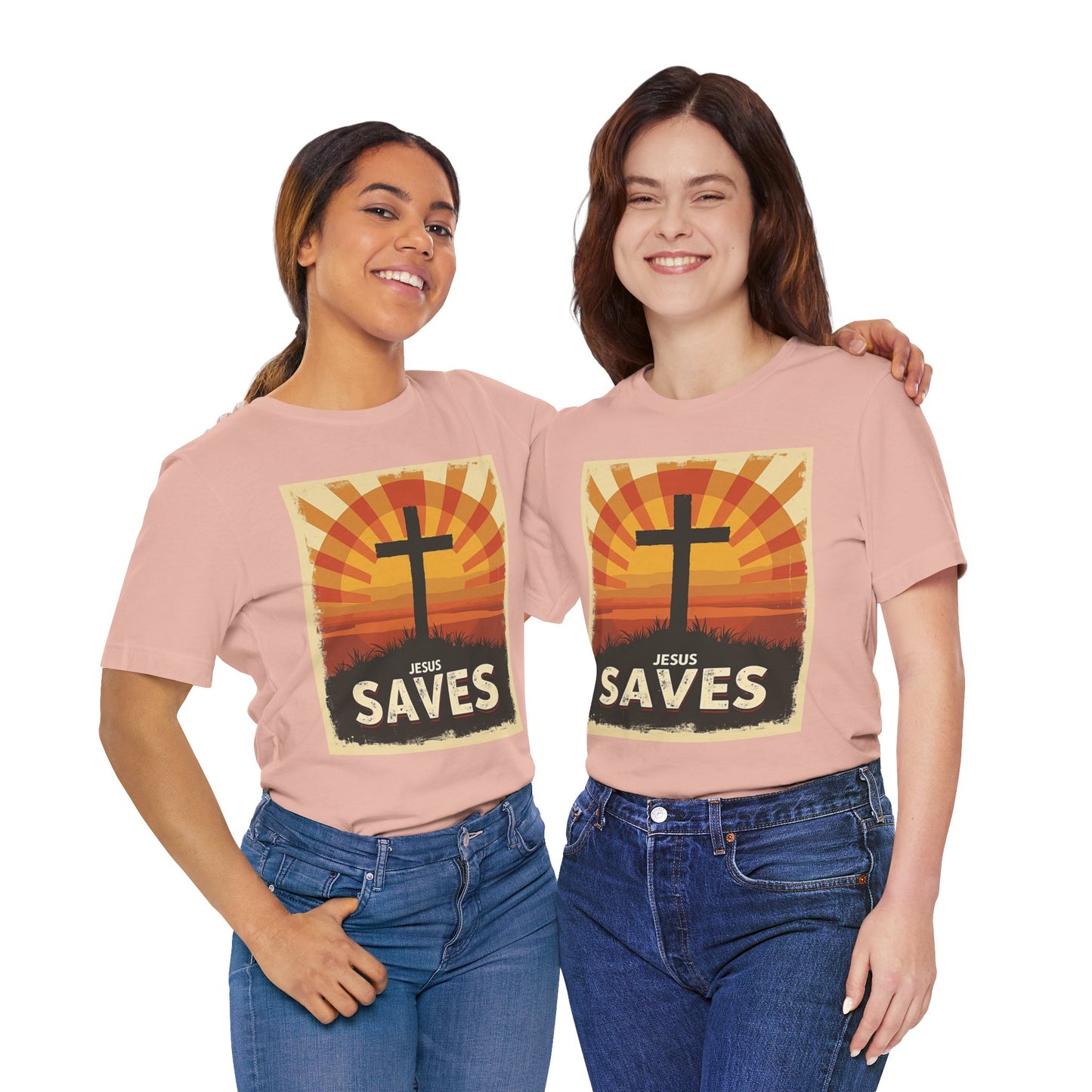 Jesus Saves Cross tee | Christian faith shirt, sunrise graphic | Perfect Gift for Mom and Dad | Friends and Family Shirt