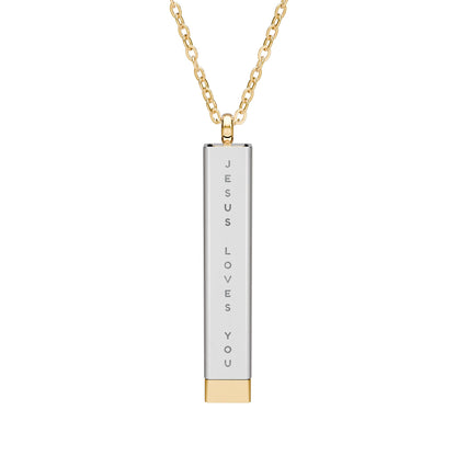 Jesus Loves You Sliding Bar Necklace | Galatians 2:20 Secret Message Engraving | Perfect Gift for Him & Her