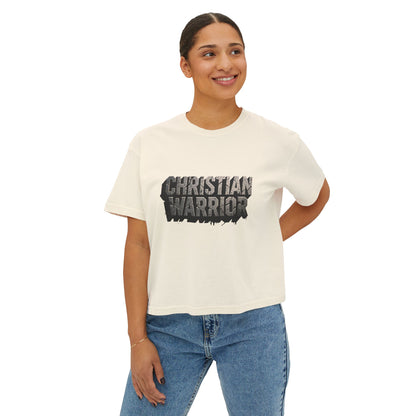 Christian Warrior Boxy Tee — Women's Faith Graphic Shirt