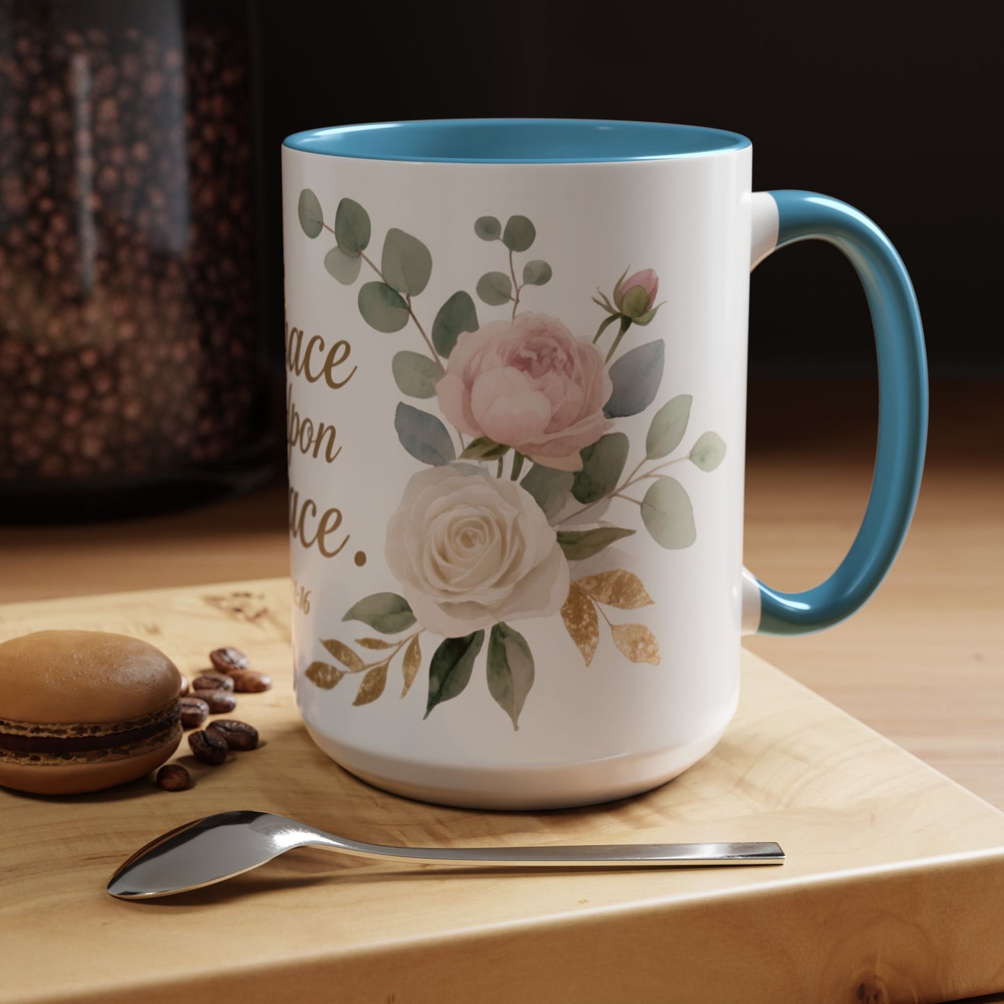 Grace Upon Grace Floral Coffee Mug — John 1:16 Scripture Accent Mug