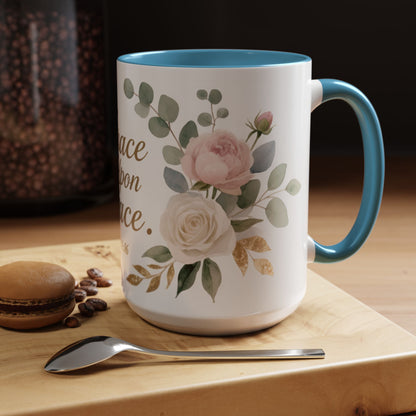 Grace Upon Grace Floral Coffee Mug — John 1:16 Scripture Accent Mug