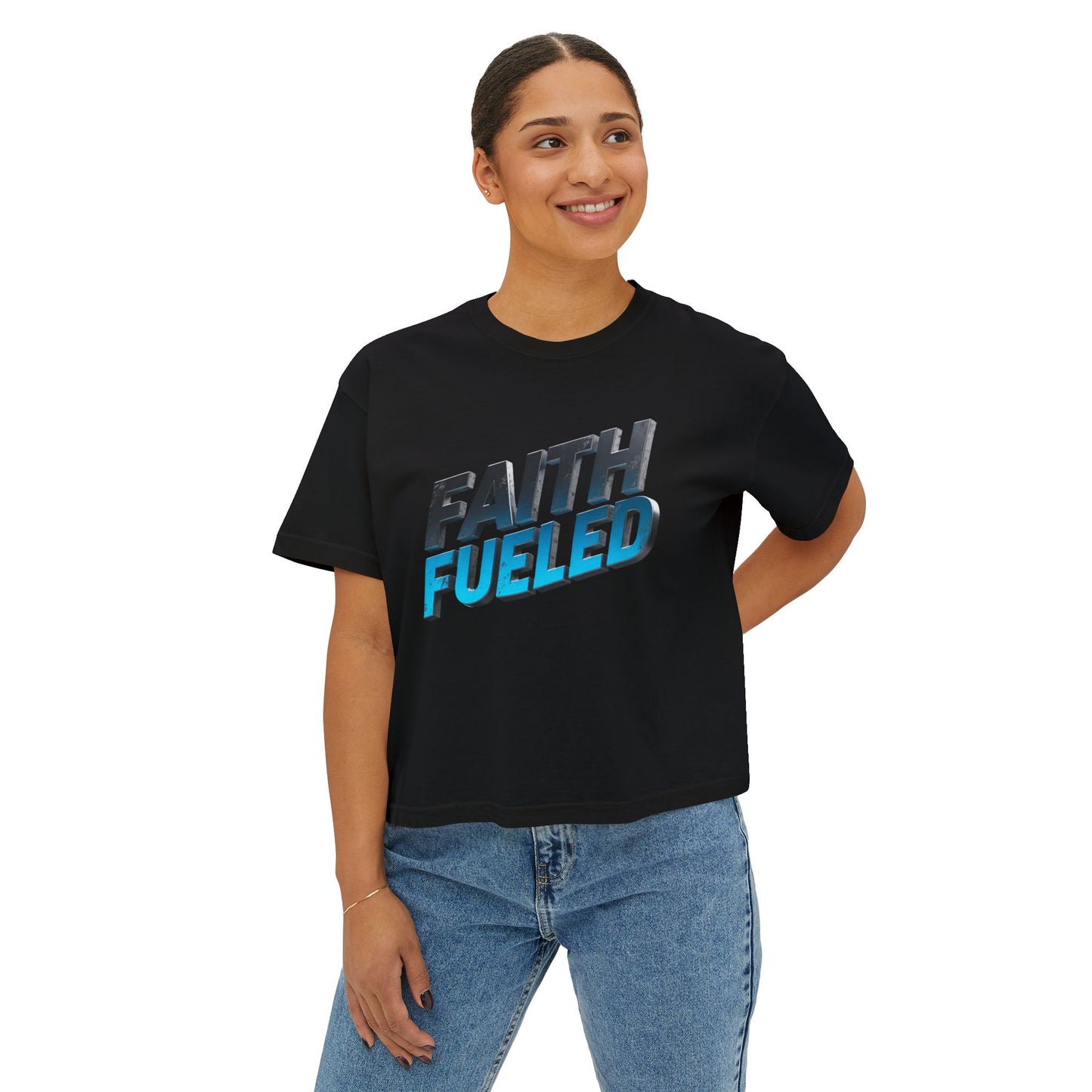 Faith Fueled Boxy Tee — Women's Inspirational Graphic Tee