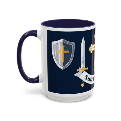 Christian Knight Coffee Mug — “Suit Up Daily” Accent Ceramic Mug