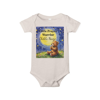 Infant One-Piece — 'Little Prayer Warrior' Bear Baby Bodysuit (Personalize Name)
