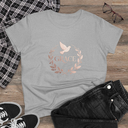 Graceful Dove Wreath Tee — Women's Rose-Gold Reminder Tee