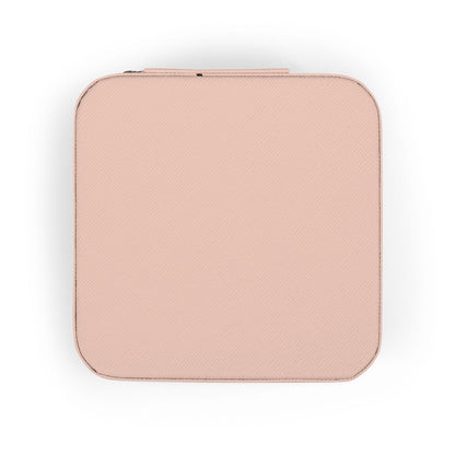Pink Floral Jewelry Travel Case – Compact Organizer with Ring Rolls & Compartments (She is Strong with Courage and Dignity)