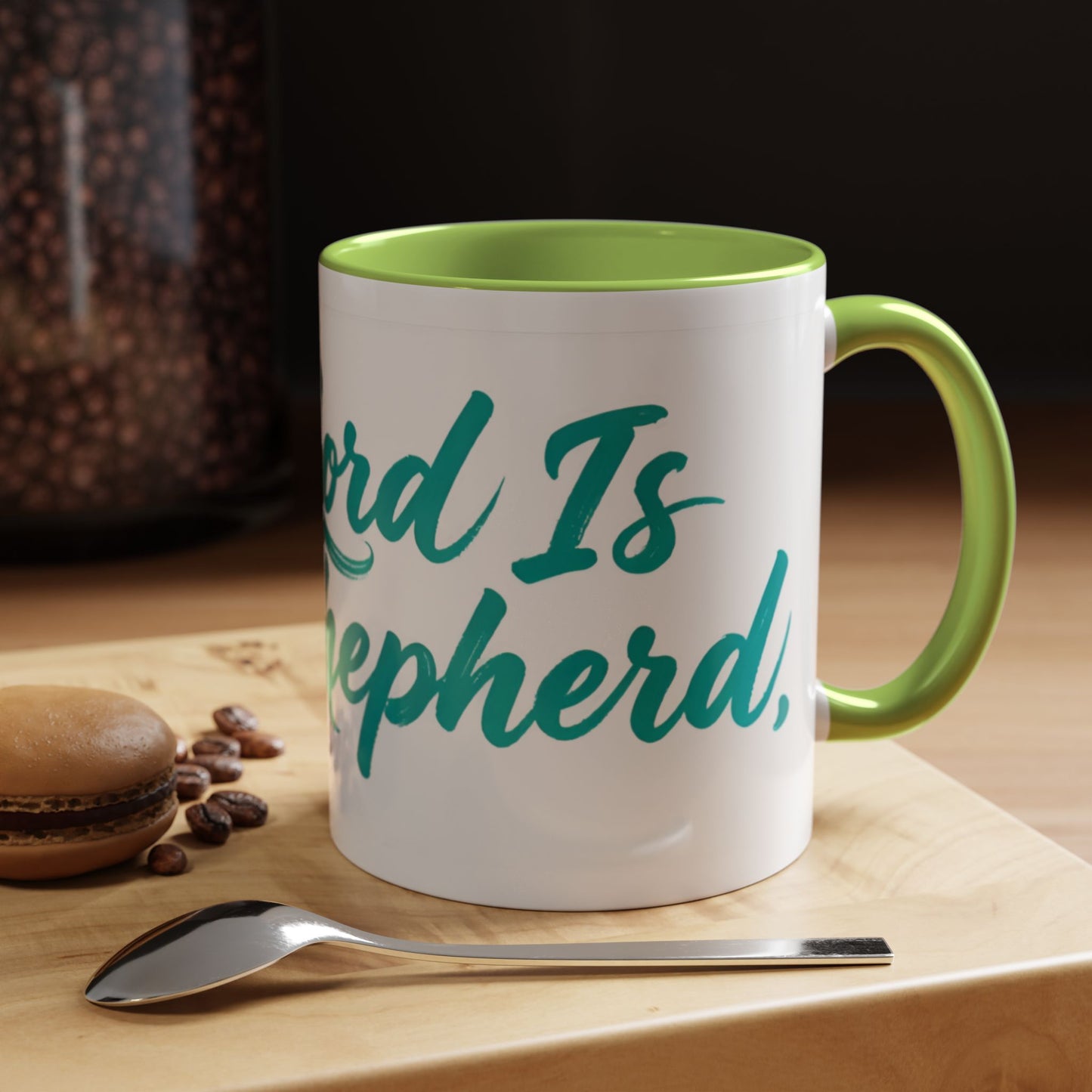 Scripture Accent Coffee Mug — Teal Hand-Lettered Encouragement (11/15 oz)