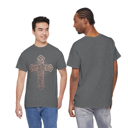 Floral Cross Tee – Delicate Pink Botanical Christian T-Shirt