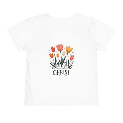 Cute Tulip Floral Christ Tee for Toddlers | Daily Faith Inspiration | Ideal Gift for Kids