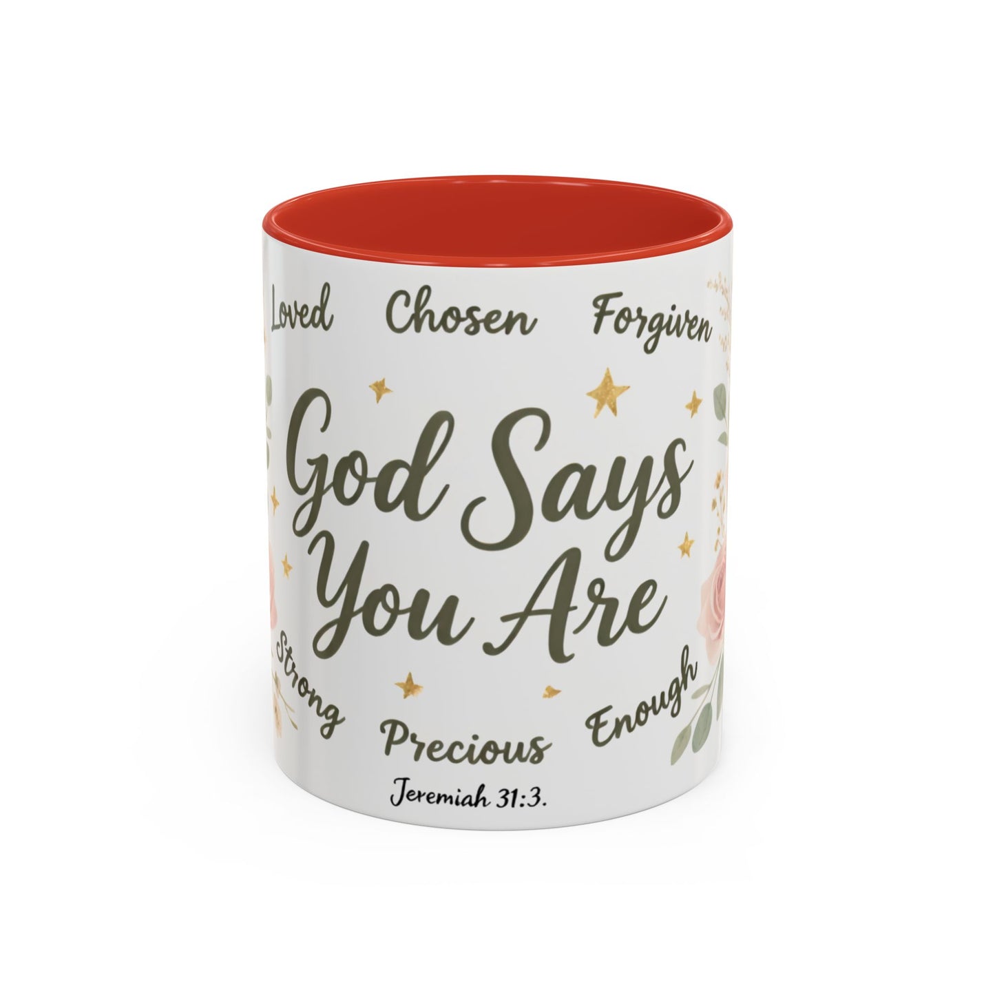 Christian Coffee Mug - "God Says You Are" Floral Inspirational Mug (11/15oz)