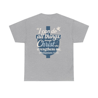 Philippians 4:13 Cotton Tee — "I Can Do All Things" Christian Prayer T-Shirt