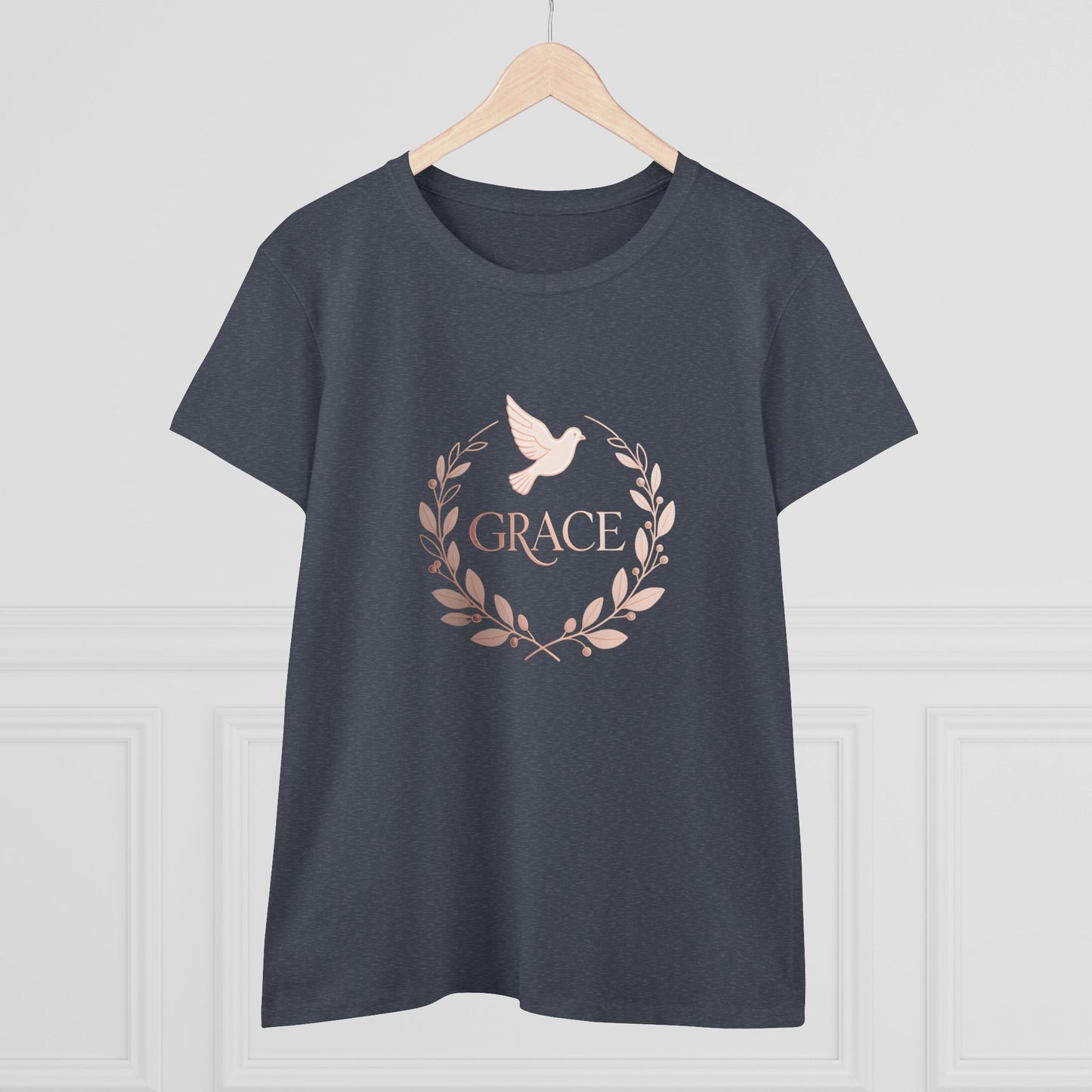 Graceful Dove Wreath Tee — Women's Rose-Gold Reminder Tee