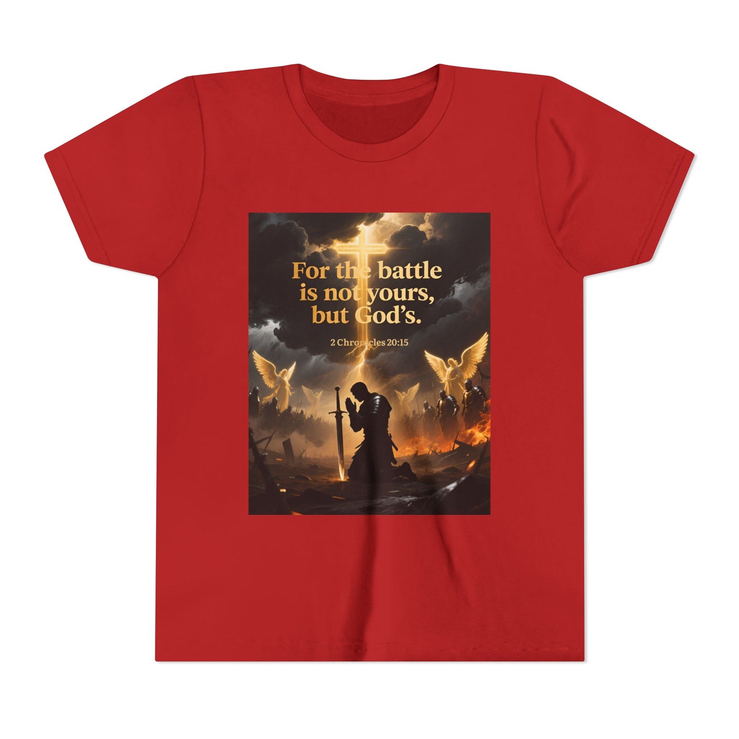 For the battle is not yours, but God's youth tee | Christian hands design | Meaningful Gift for Kids