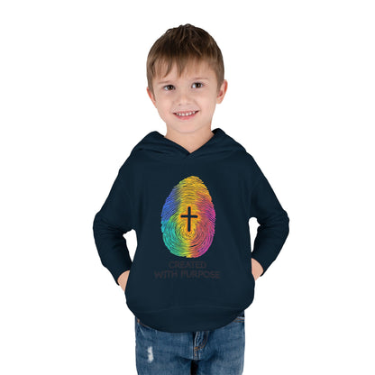 Toddler Hoodie — "Created With Purpose" Rainbow Fingerprint Cross