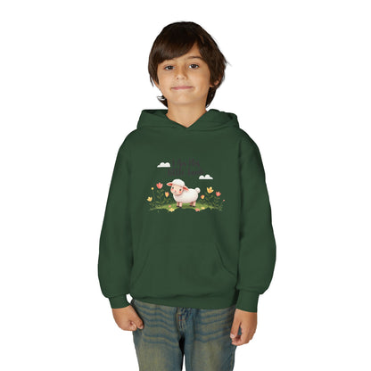 Youth Hoodie - "I Am His Little Lamb" Cute Floral Lamb Kids Pullover