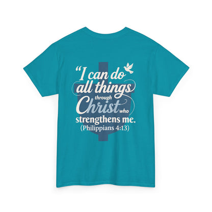 Philippians 4:13 Cotton Tee — "I Can Do All Things" Christian Prayer T-Shirt